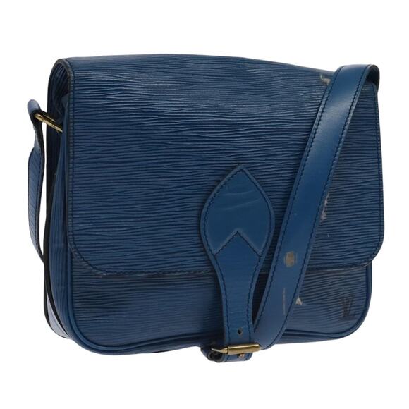 LOUIS VUITTON Epi Cartouchiere MM Shoulder Bag Blue M52245 - Picture 1 of 13